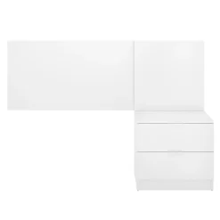 Testiera Letto Bianco Marrone Rovere Comodino Incluso Singolo 34x141 cm, Colore Struttura Marrone - Lead