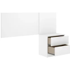 Testiera Letto Bianco Marrone Rovere Comodino Incluso Singolo 34x141 cm, Colore Struttura Marrone - Lead