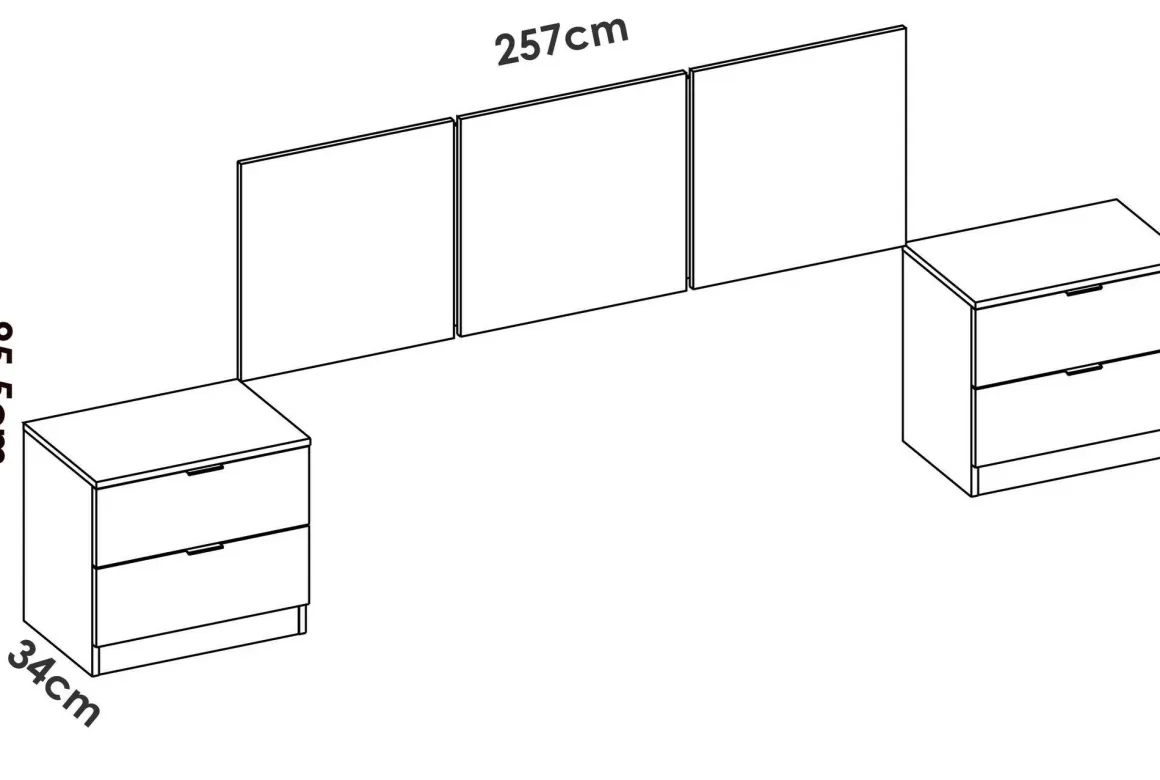Testiera Letto Bianco Matrimoniale 256.8x34.2 cm, - Oliwa