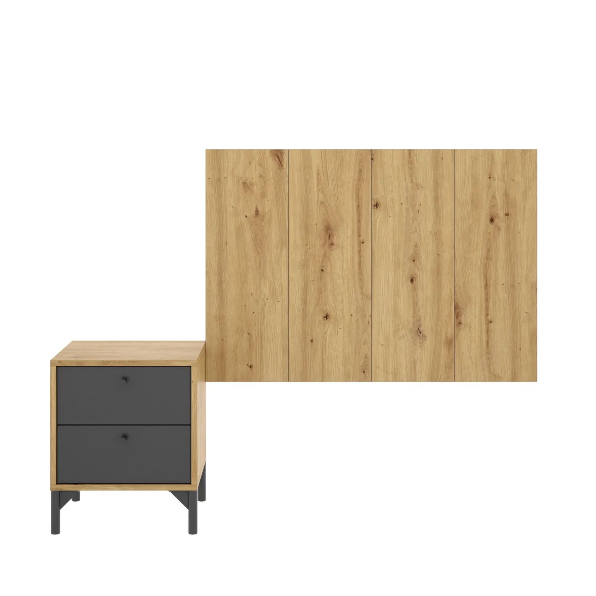 Letti Singoli|Camera Da Letto > Dmora Testiera letto Lily, 99x3h61 cm, Rovere e Antracite Nero, Nero Antracite