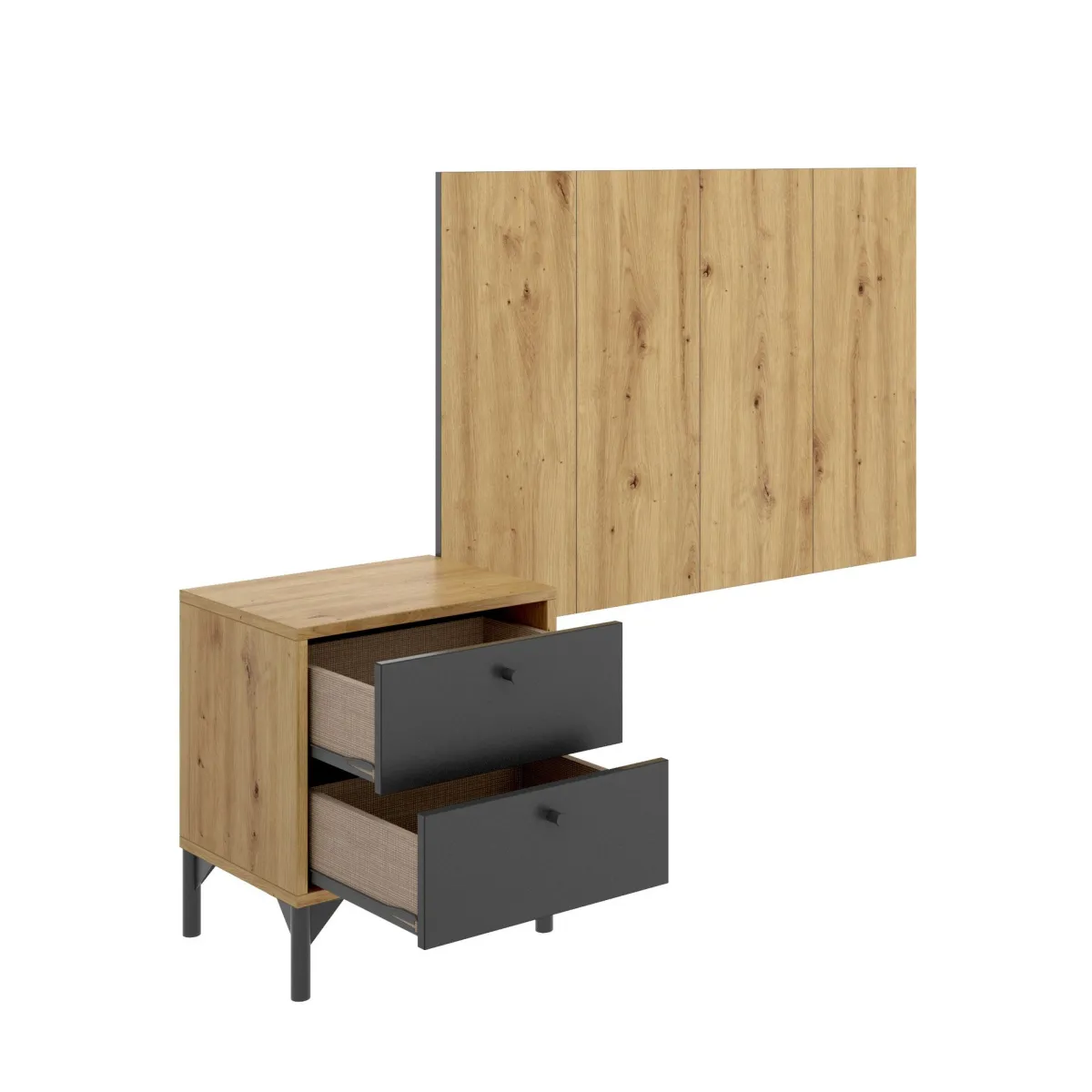 Letti Singoli|Camera Da Letto > Dmora Testiera letto Lily, 99x3h61 cm, Rovere e Antracite Nero, Nero Antracite