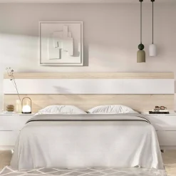 Testiera Letto Marrone Bianco Matrimoniale Colore Struttura Bianco 248x34.2 cm, - Trudy