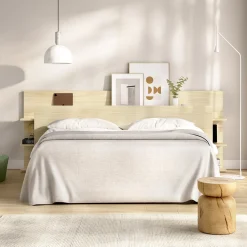Testiere > Dmora Testiera Letto Vani Libreria Piazza e Mezza 19x181 cm - Socorro Marrone Rovere