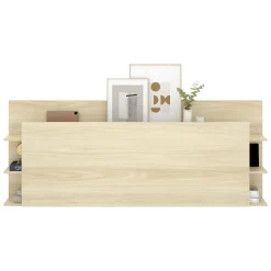 Testiere > Dmora Testiera Letto Vani Libreria Piazza e Mezza 19x181 cm - Socorro Marrone Rovere