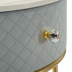 Toeletta Azzurro Celeste oro un Cassetto Rivestimento in Velluto Trapuntato 52x52x70h cm, Sfumatura Colore Struttura Celeste - Mbale
