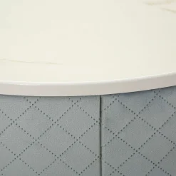 Toeletta Azzurro Celeste oro un Cassetto Rivestimento in Velluto Trapuntato 52x52x70h cm, Sfumatura Colore Struttura Celeste - Mbale