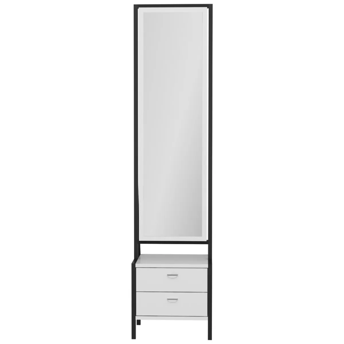 Toelette Trucco > Dmora Toeletta Bianco Nero Specchio Incluso 2 Cassetti 41x35x170h cm, Un'anta - Sicamino Nero, Bianco