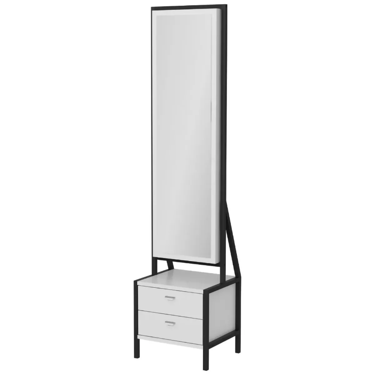 Toelette Trucco > Dmora Toeletta Bianco Nero Specchio Incluso 2 Cassetti 41x35x170h cm, Un'anta - Sicamino Nero, Bianco