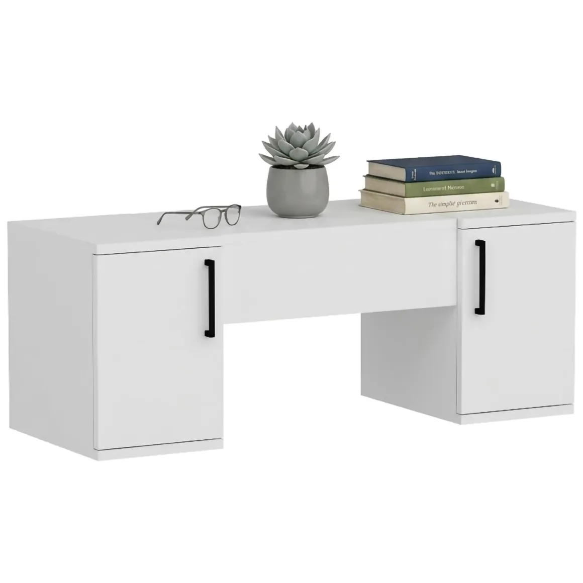 Toelette Trucco > Dmora Toeletta Bianco Nero Specchio Incluso 4 Cassetti 125x40x94h cm, con Piedini - Lusia Nero, Bianco