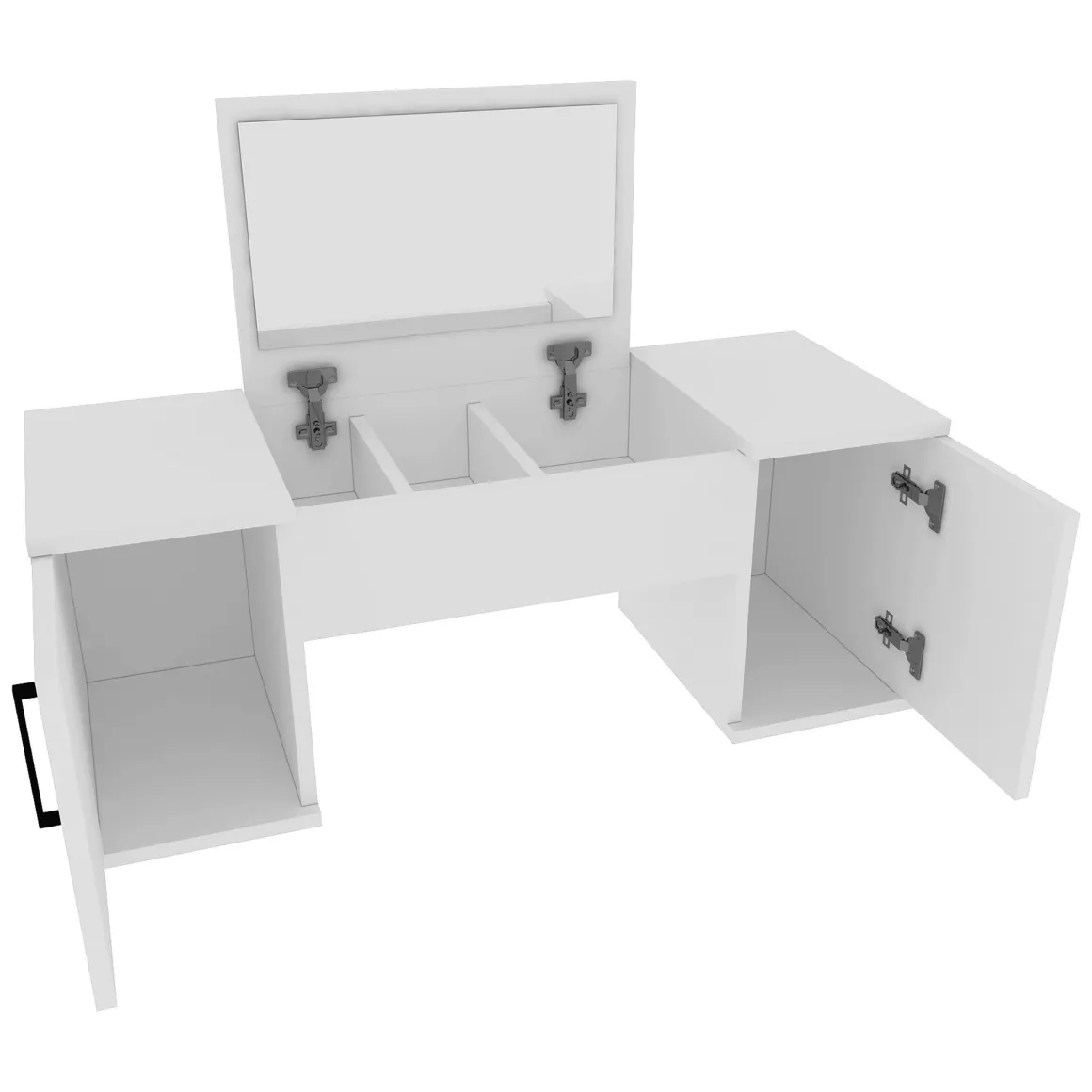 Toelette Trucco > Dmora Toeletta Bianco Nero Specchio Incluso 4 Cassetti 125x40x94h cm, con Piedini - Lusia Nero, Bianco