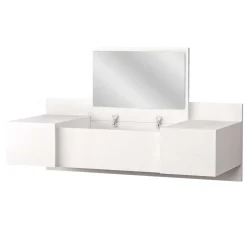 Toelette Trucco > Dmora Toeletta Specchio Incluso un Cassetto 90x45x77h cm, Luci Incluse - Veggiano Bianco