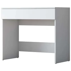 Toeletta Bianco Specchio Incluso un Cassetto 90x45x77h cm, Materiale Piano in Legno Nobilitato - Fele