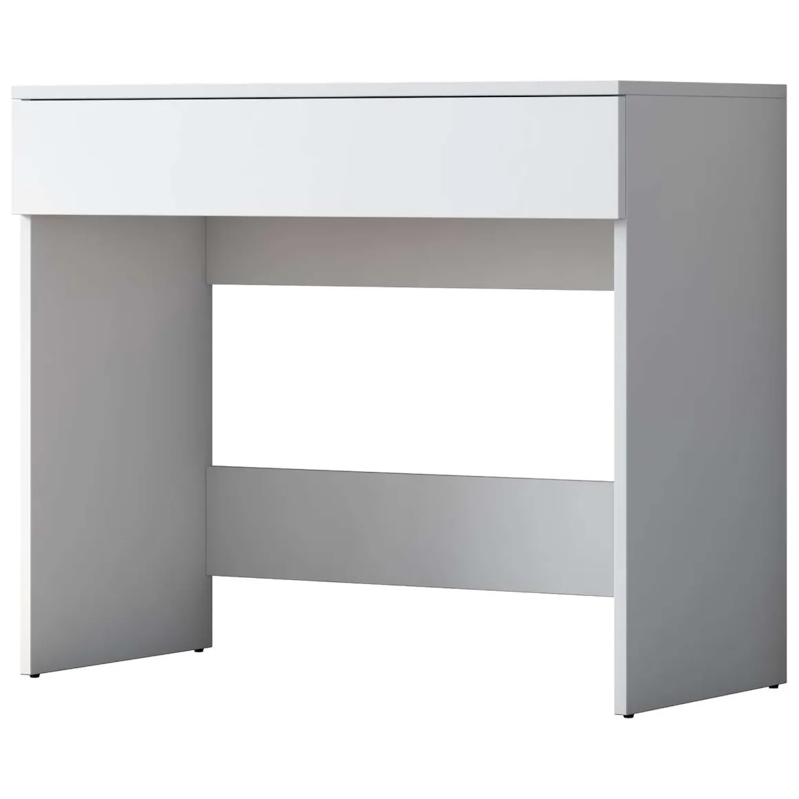 Toeletta Bianco Specchio Incluso un Cassetto 90x45x77h cm, Materiale Piano in Legno Nobilitato - Fele