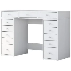 Toelette Trucco > Dmora Toeletta Bianco Trasparente Specchio Incluso 13 Cassetti 120x45x82h cm, Colore Struttura Trasparente - Tirolo Trasparente, Bianco