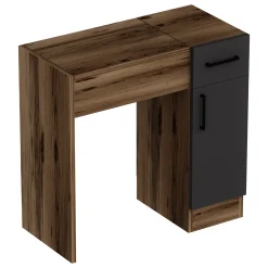 Toeletta Marrone Noce Nero Antracite Specchio Incluso un Cassetto 77x37x109h cm, 2 Ante - Rodano