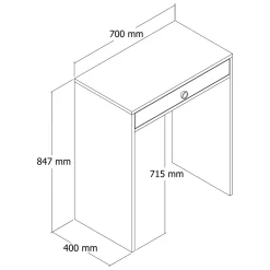 Toelette Trucco > Dmora Toeletta Specchio Incluso un Cassetto 70x85x40h cm, Materiale Piano in Legno Nobilitato - Carde Marrone Noce