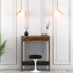 Toelette Trucco > Dmora Toeletta Specchio Incluso un Cassetto 70x85x40h cm, Materiale Piano in Legno Nobilitato - Carde Marrone Noce