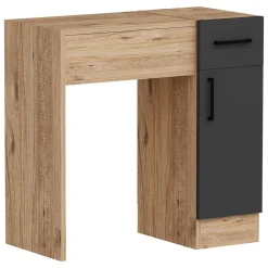 Toelette Trucco > Dmora Toeletta Marrone Rovere Nero un Cassetto Sfumatura Colore Struttura Rovere 120x40x80h cm, Sfumatura Colore Ripiano Rovere - Katereha Nero, Marrone Rovere