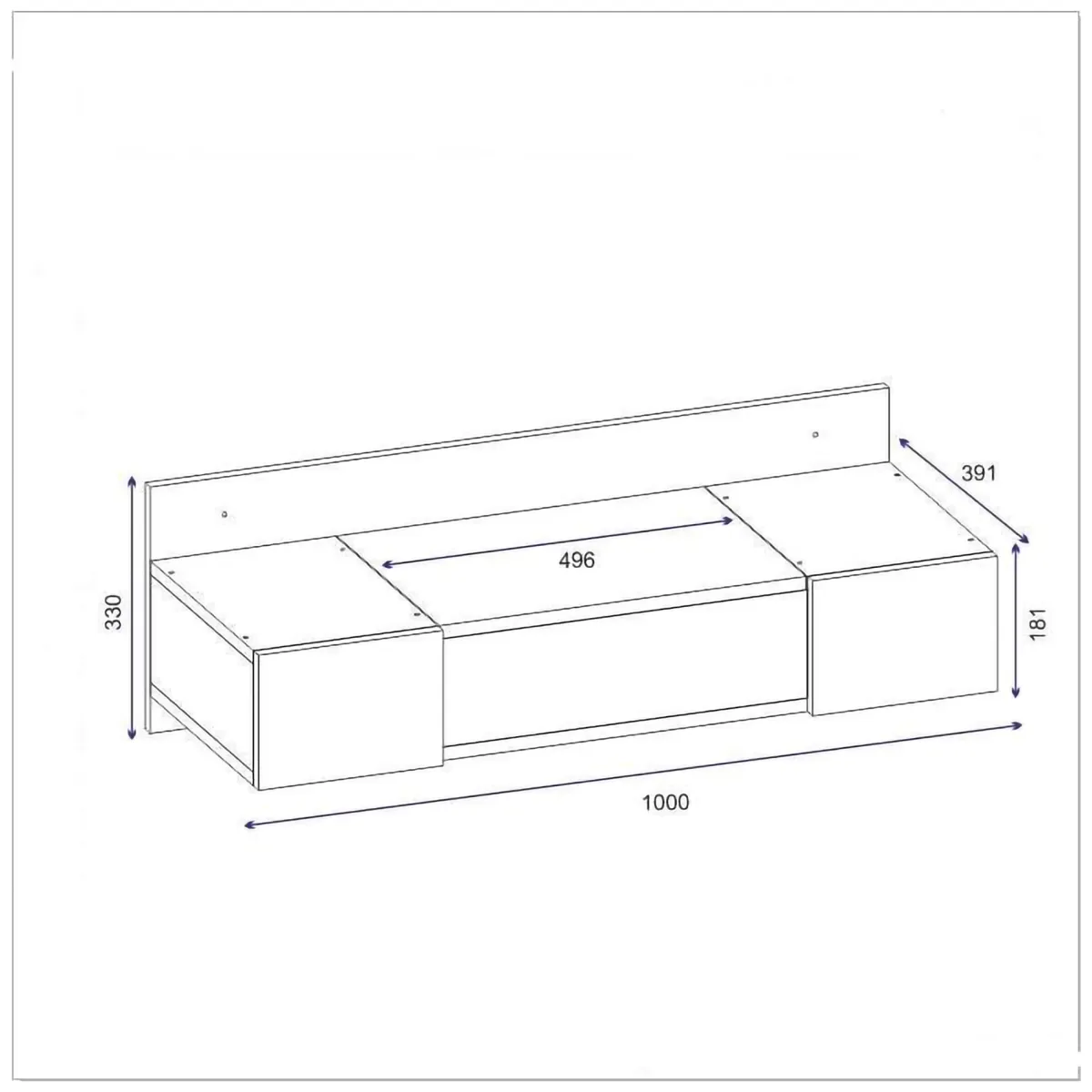 Toelette Trucco > Dmora Toeletta Specchio Incluso 3 Ante 100x39x33h cm, Materiale Piano in Legno Nobilitato - Selci Marrone