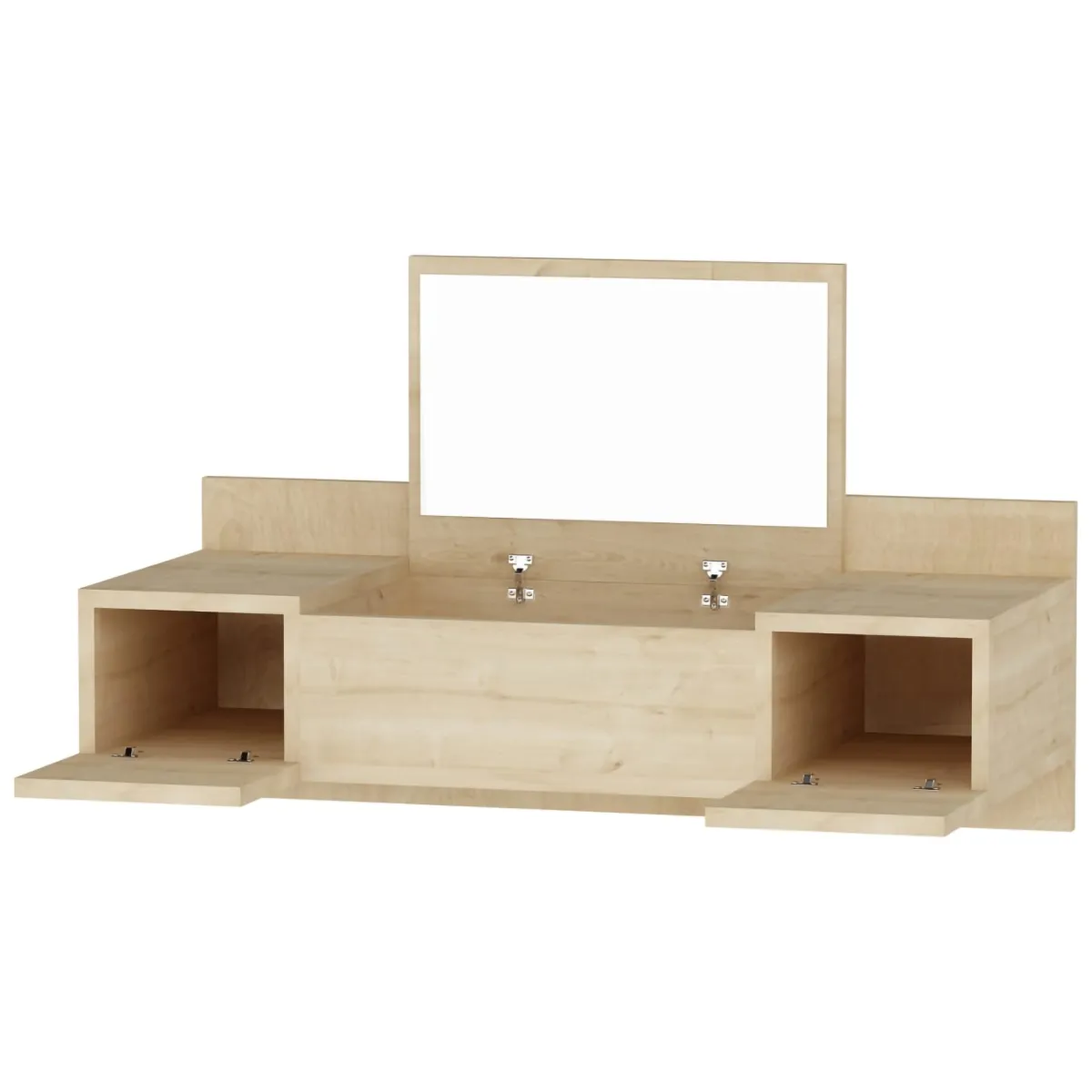 Toelette Trucco > Dmora Toeletta Specchio Incluso 3 Ante 100x39x33h cm, Materiale Piano in Legno Nobilitato - Selci Marrone