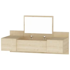 Toelette Trucco > Dmora Toeletta Specchio Incluso 3 Ante 100x39x33h cm, Materiale Piano in Legno Nobilitato - Selci Marrone