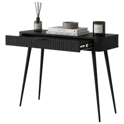 Toelette Trucco > Dmora Toeletta un Cassetto Materiale Struttura in Metallo 100x38x78h cm, Materiale Piano in Legno Nobilitato - Katerara Nero
