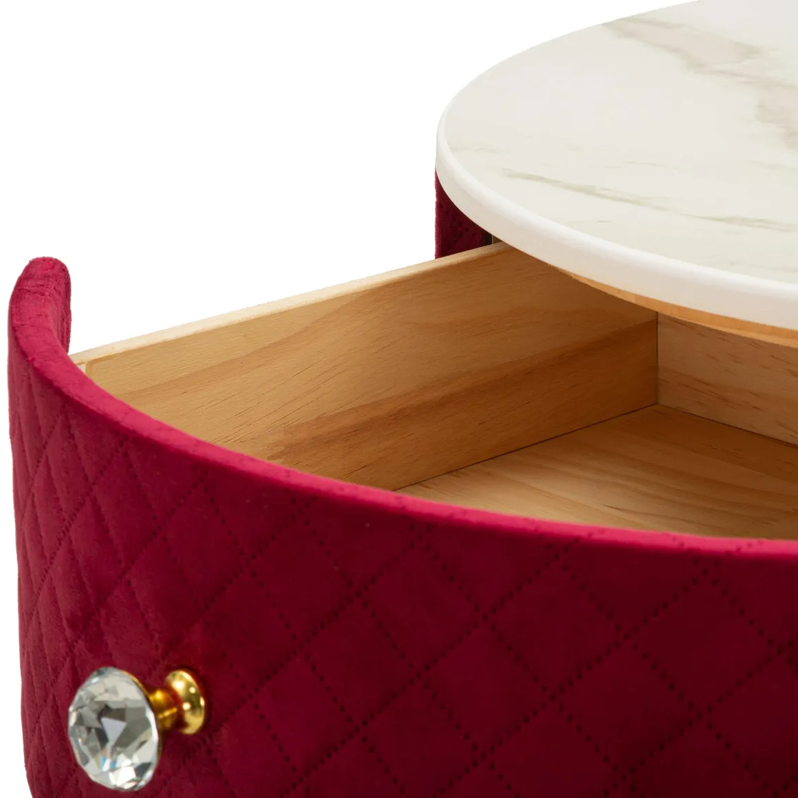 Toeletta Rosso oro un Cassetto Rivestimento in Velluto Trapuntato 52x52x70h cm, Materiale Struttura in Metallo - Mbale