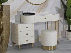 Toeletta shabby elegante 120x40x75h cm bianco e oro - Guidobono