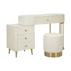 Toeletta shabby elegante 120x40x75h cm bianco e oro - Guidobono