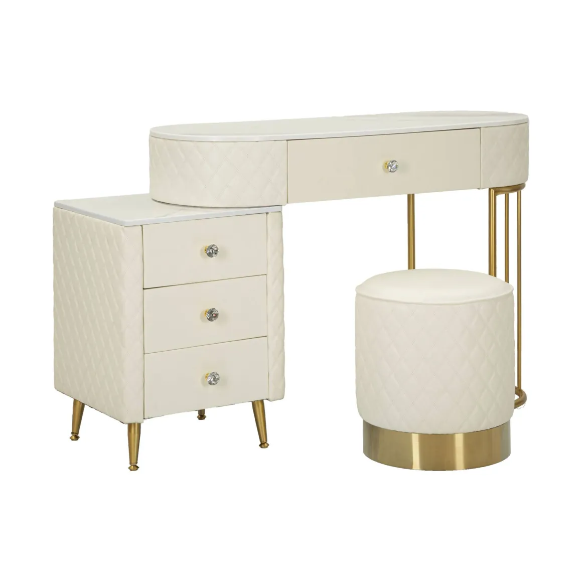 Toeletta shabby elegante 120x40x75h cm bianco e oro - Guidobono