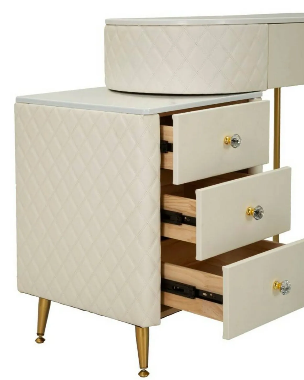 Toeletta shabby elegante 120x40x75h cm bianco e oro - Guidobono
