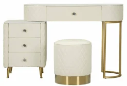 Toeletta shabby elegante 120x40x75h cm bianco e oro - Guidobono