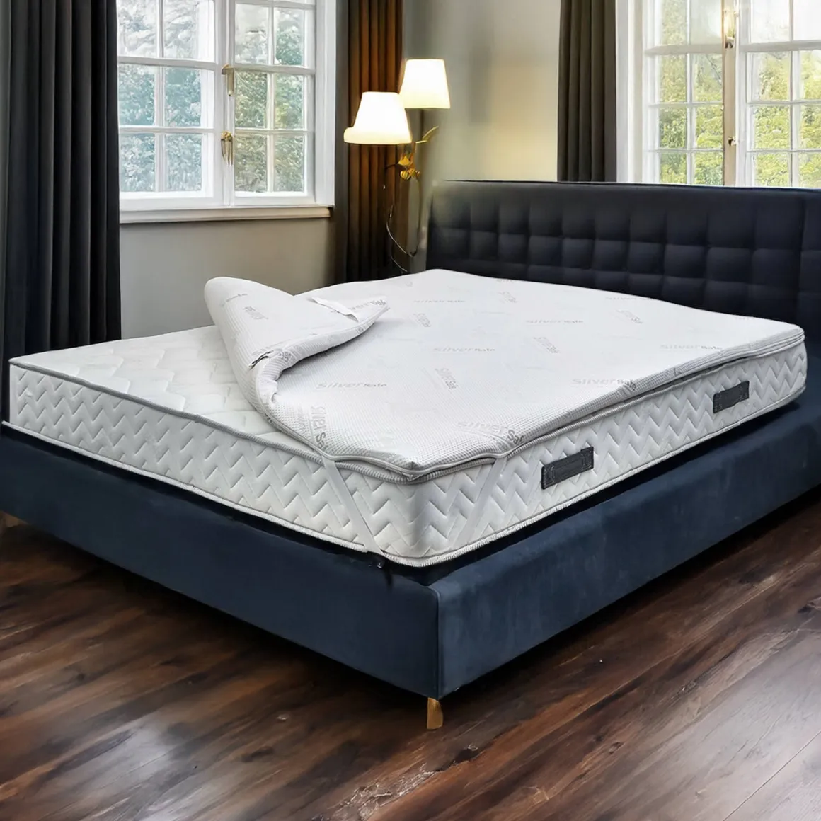 Topper Matrimoniali|Topper > Dmora Topper matrimoniale Alcatron, 100% Made in Italy, 140x200xh5 cm Bianco