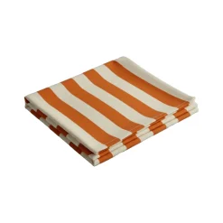 Tovaglia quadrata no stiro 140x140 cm, arancione e beige - Trapezista - By Sarah Balivo