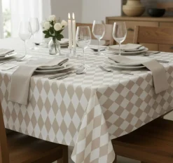 Tovaglie > Dmora Tovaglia rettangolare no stiro 270x140 cm, arancione e beige - Trapezista - By Sarah Balivo Beige, Arancione