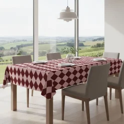 Tovaglia rettangolare no stiro 270x140 cm, rosa e bordeaux - Giocoliera - By Sarah Balivo