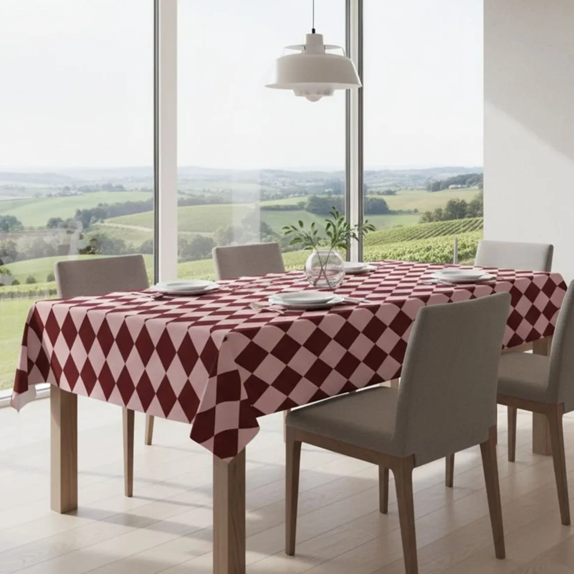 Tovaglie > Dmora Tovaglia rettangolare no stiro 270x140 cm, tortora e bianco - Acrobata - By Sarah Balivo Bianco, Grigio Tortora