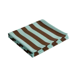 Tovaglia rettangolare no stiro 360x140 cm, azzurro e marrone - Funambola - By Sarah Balivo