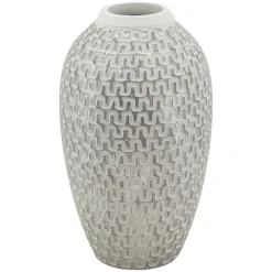 Vaso Argento Bianco Disegni con Linee Geometriche Colore Struttura Bianco, - Banatano