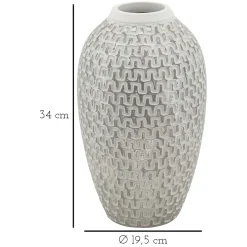 Vaso Argento Bianco Disegni con Linee Geometriche Colore Struttura Bianco, - Banatano