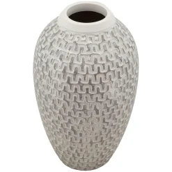 Vaso Argento Bianco Disegni con Linee Geometriche Colore Struttura Bianco, - Banatano