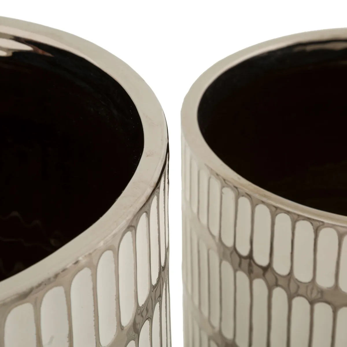 Oggettistica > Dmora Vaso Argento Bianco set 2 Vasi Colore Struttura Bianco, Diametro Vaso Grande: 20, Vaso Piccolo: 16 cm - Banofa Bianco, Argento