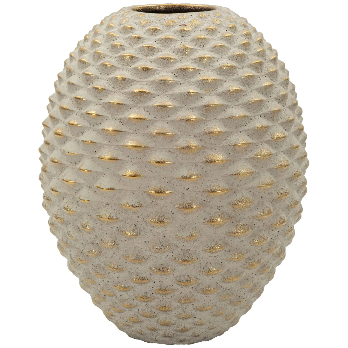Vaso Beige oro Finitura Geometrica a Rilievo Colore Struttura oro, Diametro 7 cm - Faso