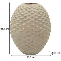 Vaso Beige oro Finitura Geometrica a Rilievo Colore Struttura oro, Diametro 7 cm - Faso