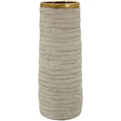 Oggettistica > Dmora Vaso Beige oro Finitura Naturale Colore Struttura oro, - Leonar Oro, Beige