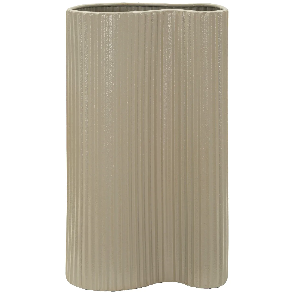 Vaso Beige Superficie Ondulata con Finitura Opaca, - Fase