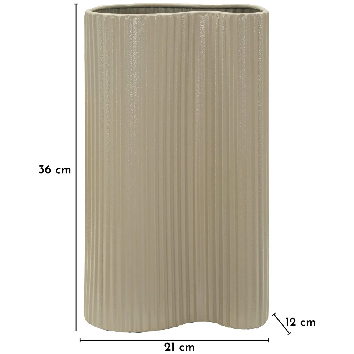 Vaso Beige Superficie Ondulata con Finitura Opaca, - Fase