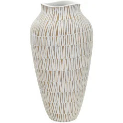 Oggettistica > Dmora Vaso Bianco Beige Colore Struttura Beige Diametro 12 cm, - Rugero Beige, Bianco