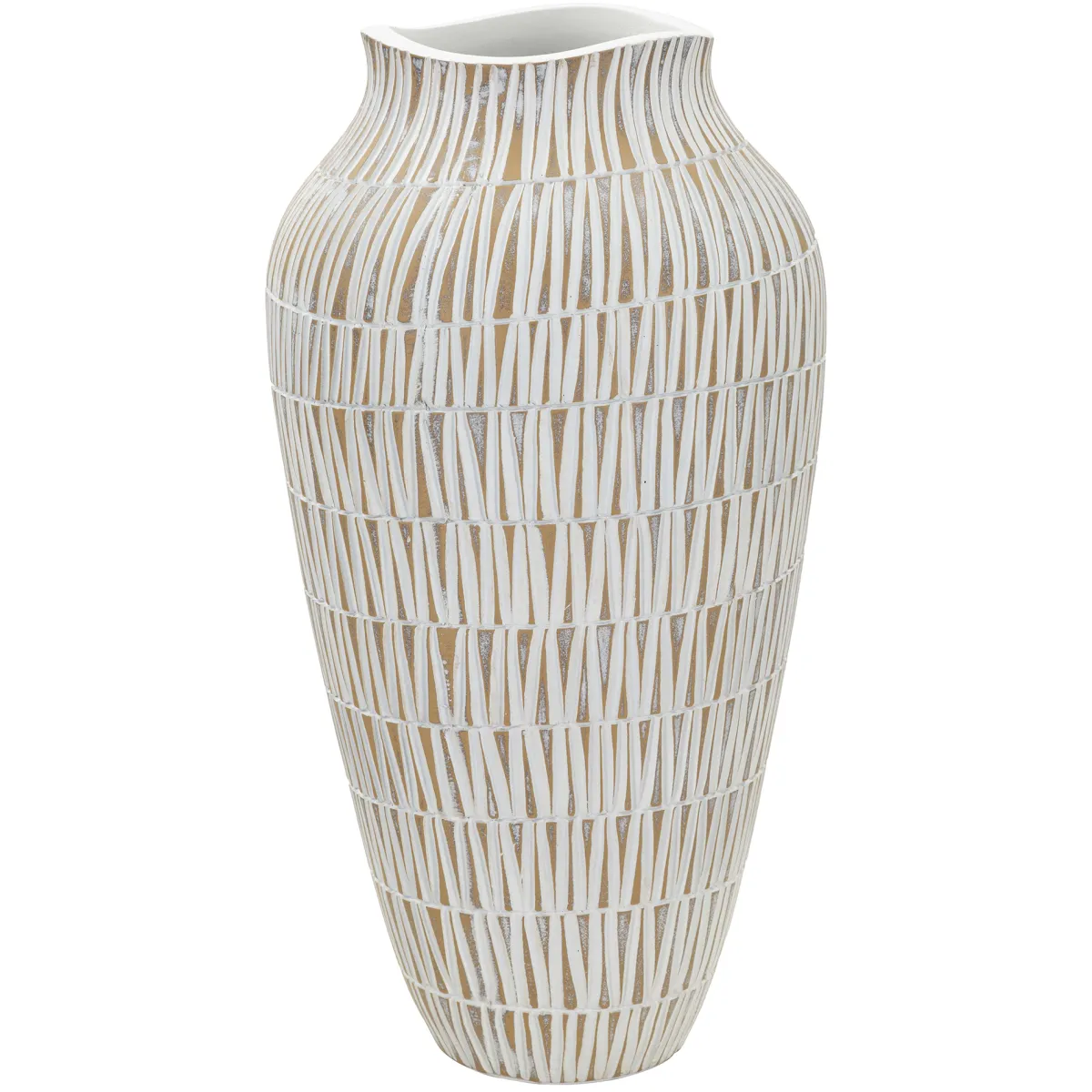 Oggettistica > Dmora Vaso Bianco Beige Colore Struttura Beige Diametro 12 cm, - Rugero Beige, Bianco