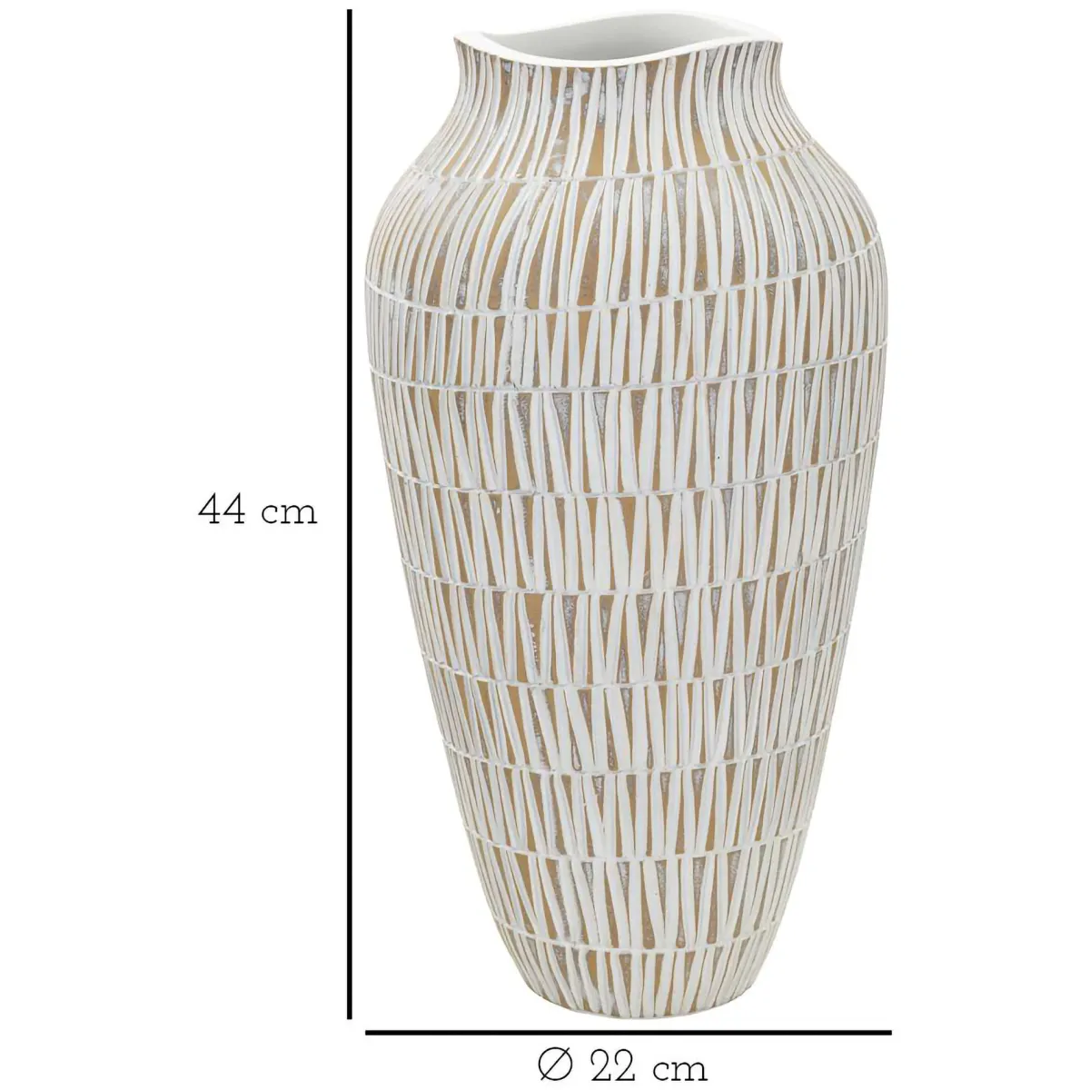 Oggettistica > Dmora Vaso Bianco Beige Colore Struttura Beige Diametro 12 cm, - Rugero Beige, Bianco